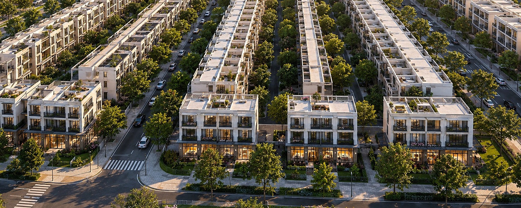 Phối cảnh khu nhà liền kề NOXH Đại Nam